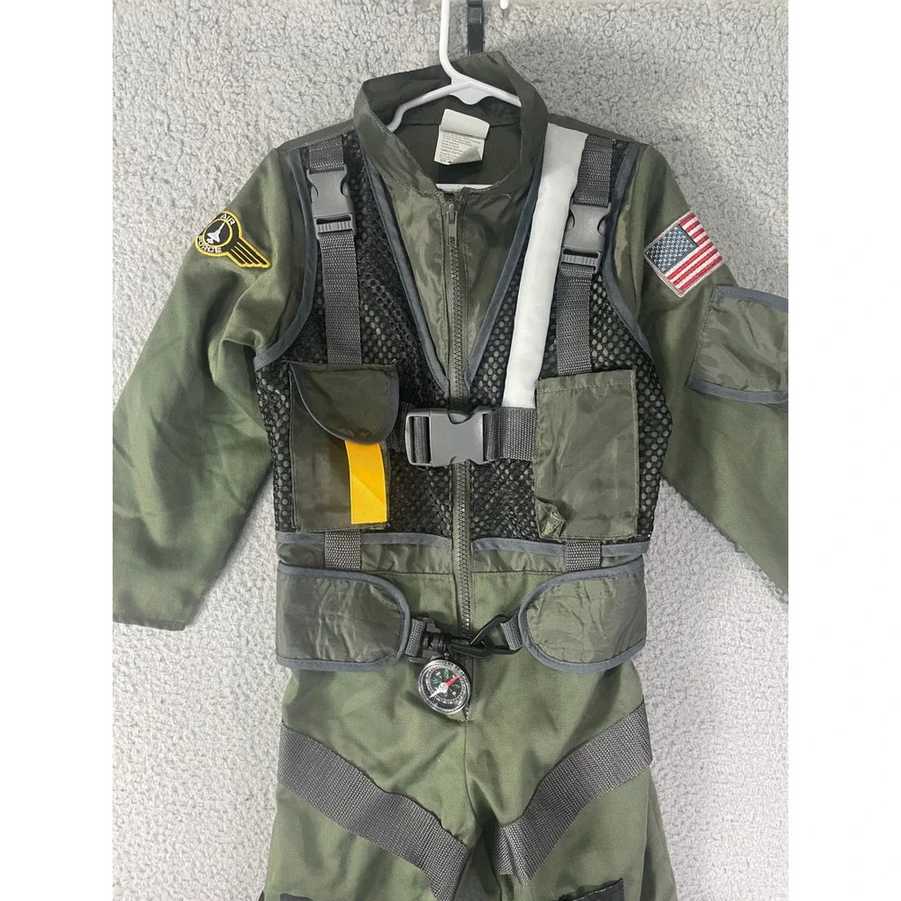 Fighter Pilot Costume Kids 5-6 Teetot Flight Suit Jumpsuit Military Boys